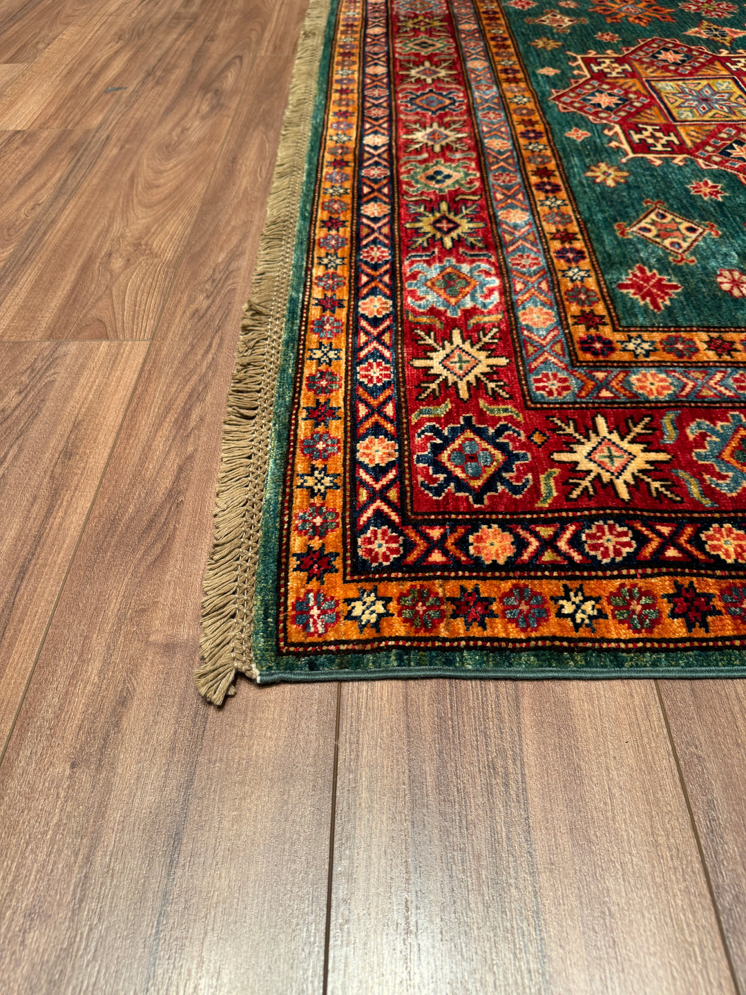 Shirvan Original Hand Woven Red Green Vegetable Dyed Wool Carpet 181x232 4.20 Square Meters - 6x9 ft