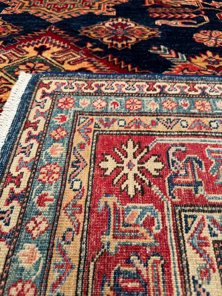 Shirvan Original Hand Woven Red Blue Vegetable Dyed Wool Carpet 164x240 3.94 Square Meters - 5x8 ft