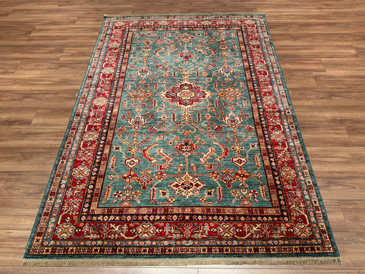 Shirvan Original Hand Woven Red Green Vegetable Dyed Wool Carpet 172x242 4.16 Square Meters - 5x8 ft