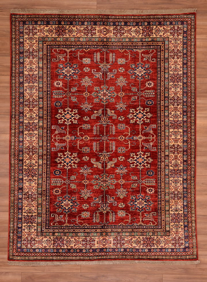 Shirvan Original Hand Woven Red Cream Vegetable Dyed Wool Carpet 174x242 4.21 Square Meters - 5x8 ft