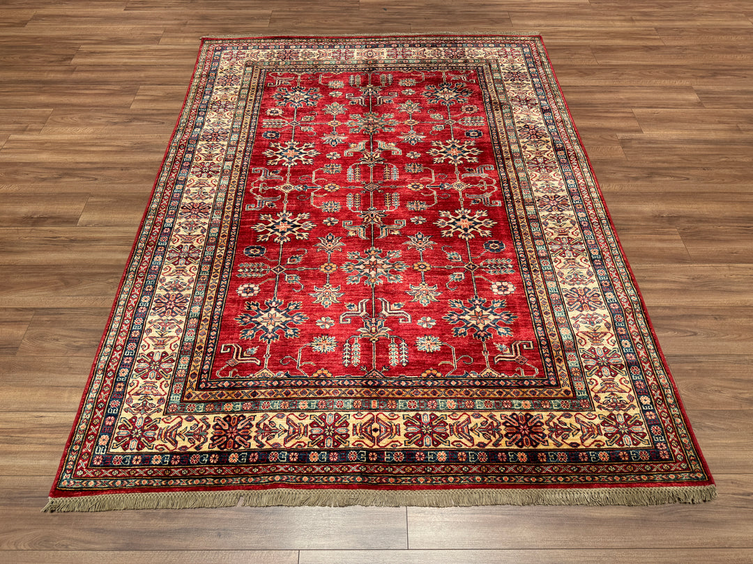 Shirvan Original Hand Woven Red Cream Vegetable Dyed Wool Carpet 174x242 4.21 Square Meters - 5x8 ft