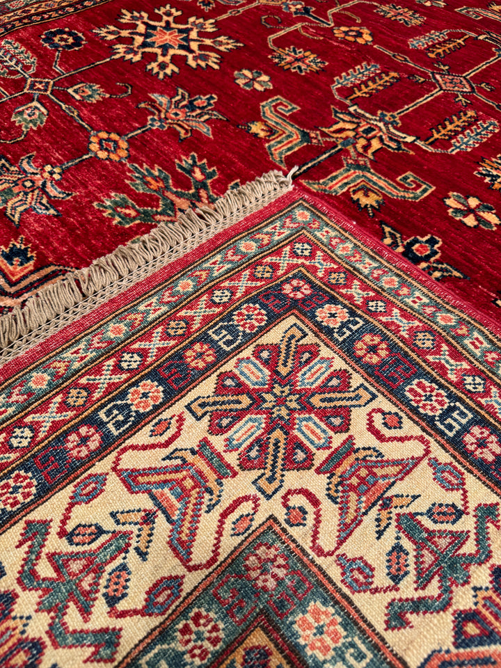 Shirvan Original Hand Woven Red Cream Vegetable Dyed Wool Carpet 174x242 4.21 Square Meters - 5x8 ft