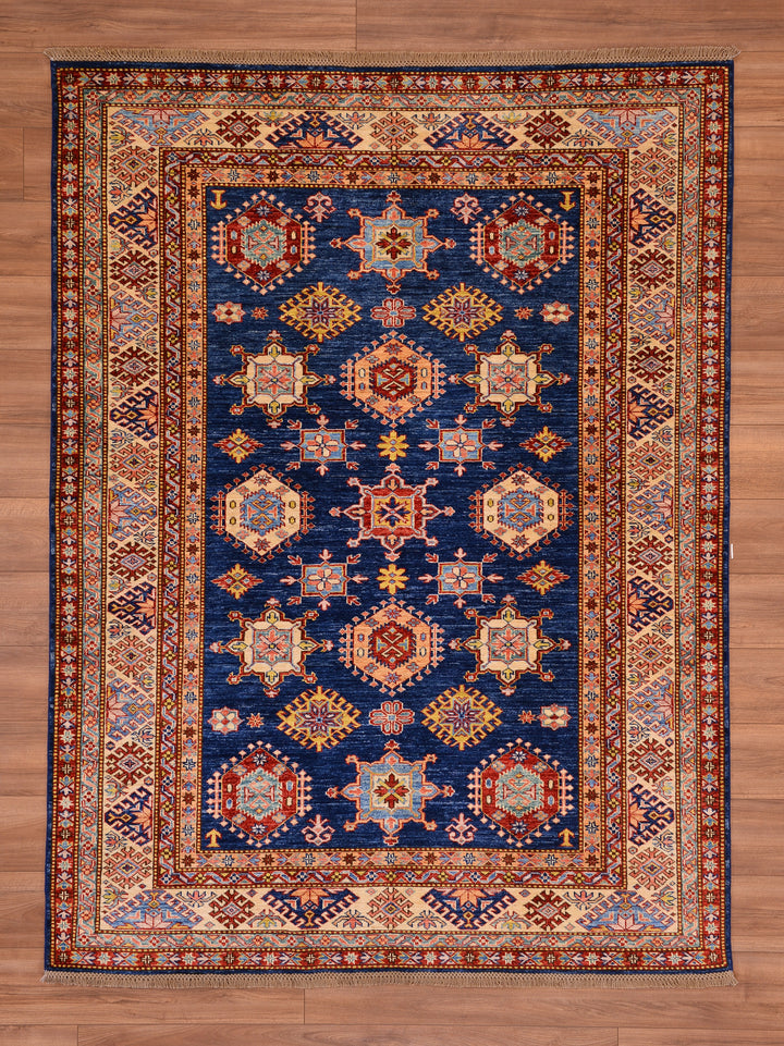 Shirvan Original Hand Woven Red Blue Vegetable Dyed Wool Carpet 176x234 4.12 Square Meters - 5x8 ft