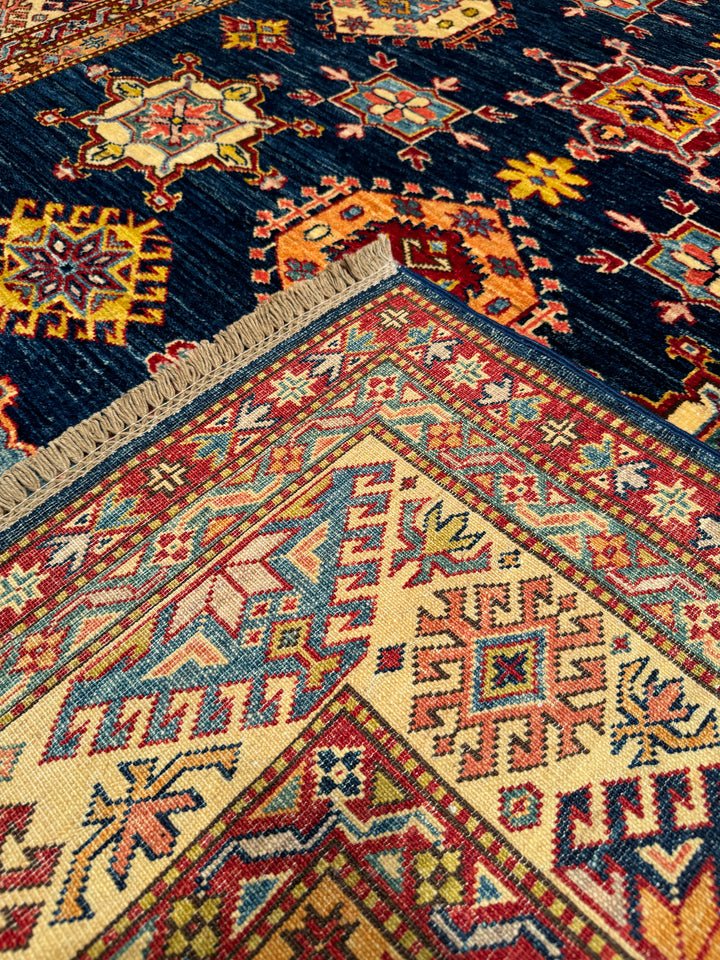 Shirvan Original Hand Woven Red Blue Vegetable Dyed Wool Carpet 176x234 4.12 Square Meters - 5x8 ft