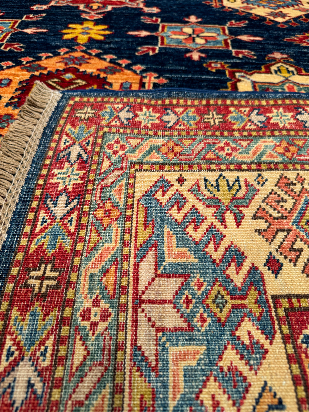 Shirvan Original Hand Woven Red Blue Vegetable Dyed Wool Carpet 176x234 4.12 Square Meters - 5x8 ft