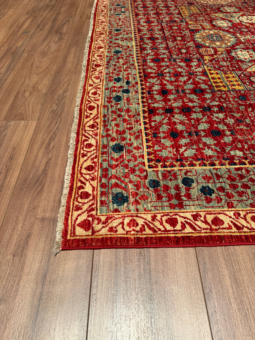 Mamluk Original Hand Woven Red Vegetable Dyed Wool Carpet 185x261 4.83 Square Meters - 5x8 ft