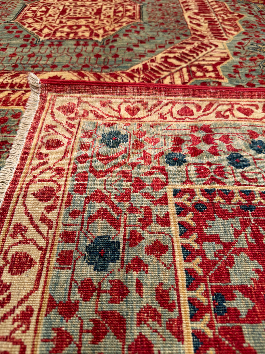 Mamluk Original Hand Woven Red Vegetable Dyed Wool Carpet 185x261 4.83 Square Meters - 5x8 ft