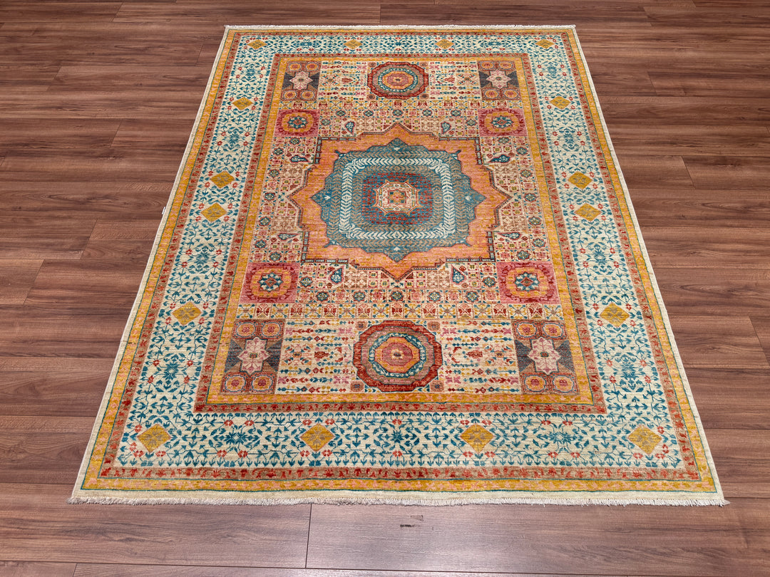 Mamluk Original Hand Woven Multi Vegetable Dyed Wool Carpet 176x291 4.03 Square Meters - 5x8 ft