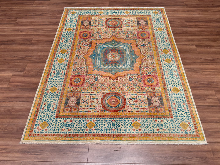 Mamluk Original Hand Woven Multi Vegetable Dyed Wool Carpet 176x291 4.03 Square Meters - 5x8 ft