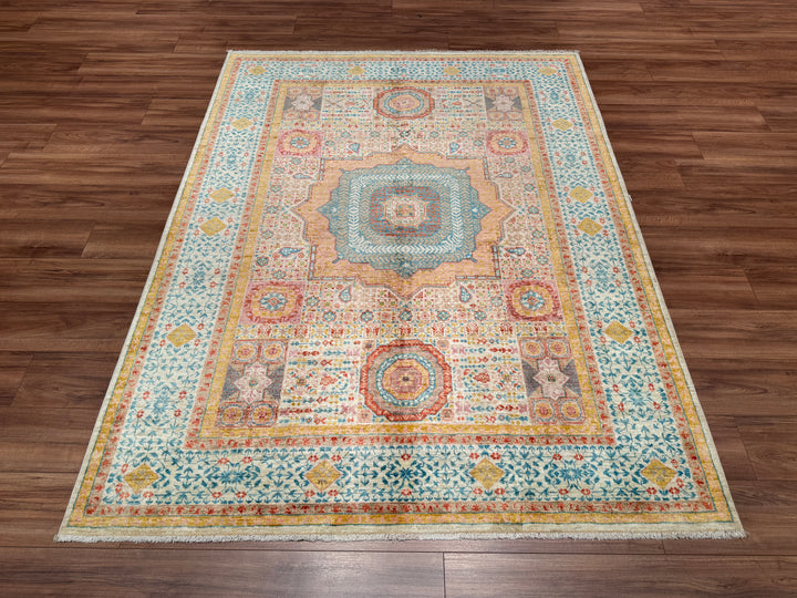 Mamluk Original Hand Woven Multi Vegetable Dyed Wool Carpet 176x291 4.03 Square Meters - 5x8 ft