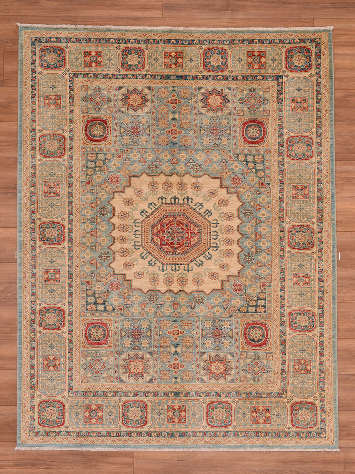 Mamluk Mughal Original Hand Woven Beige Vegetable Dyed Wool Carpet 173x227 3.93 Square Meters - 5x7 ft