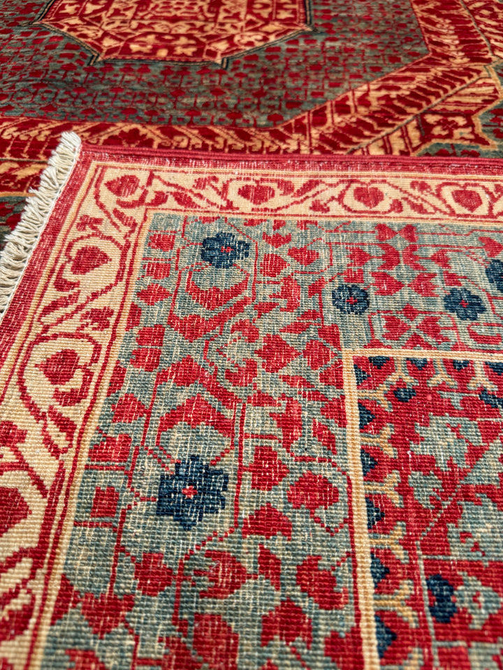 Mamluk Original Hand Woven Red Vegetable Dyed Wool Carpet 184x251 4.62 Square Meters - 5x8 ft