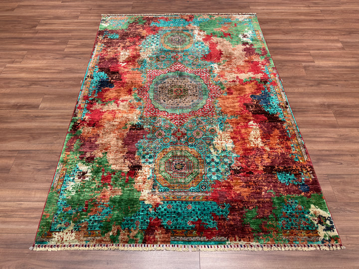 K.Mamluk Original Hand Woven Multi Vegetable Dyed Wool Carpet 173x244 4.22 Square Meters - 5x8 ft