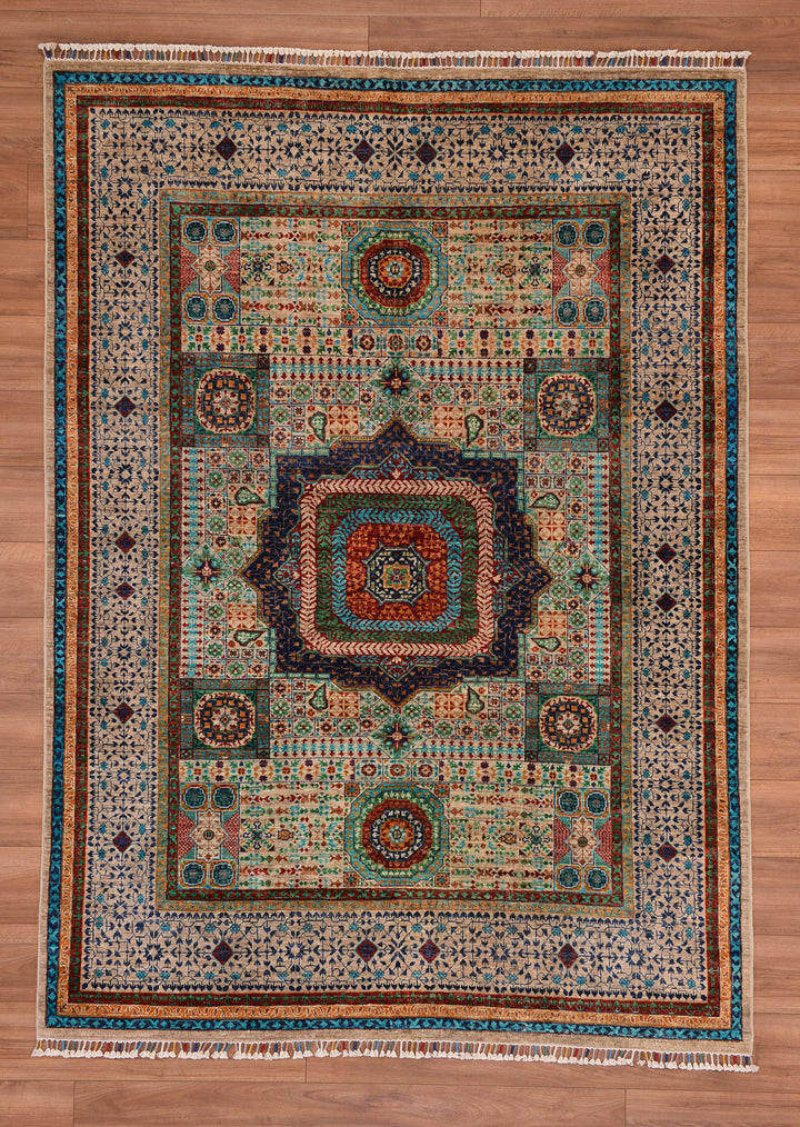 Mamluk Original Hand Woven Multi Vegetable Dyed Wool Carpet 180x247 4.45 Square Meters - 5x8 ft