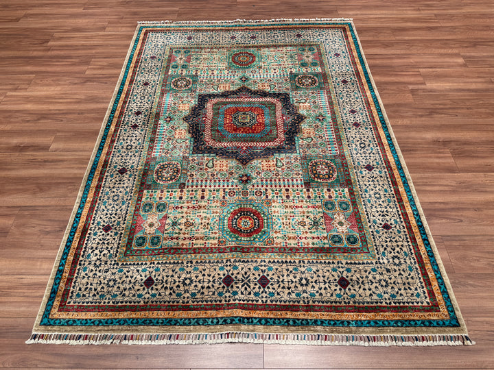 Mamluk Original Hand Woven Multi Vegetable Dyed Wool Carpet 180x247 4.45 Square Meters - 5x8 ft