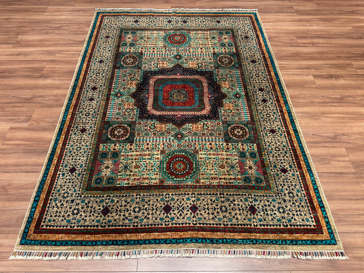 Mamluk Original Hand Woven Multi Vegetable Dyed Wool Carpet 180x247 4.45 Square Meters - 5x8 ft