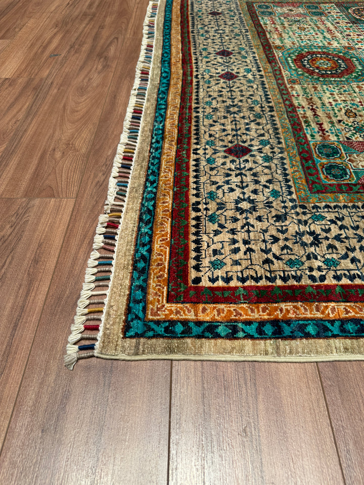 Mamluk Original Hand Woven Multi Vegetable Dyed Wool Carpet 180x247 4.45 Square Meters - 5x8 ft