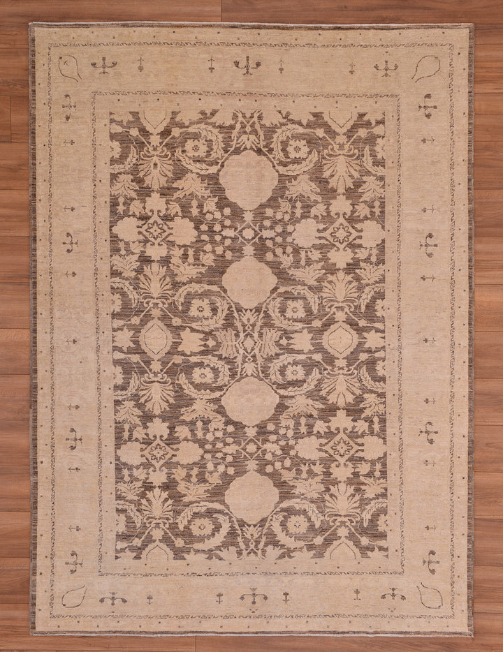 Uşak Original Hand Woven Cream Brown Vegetable Dyed Wool Carpet 180x251 4.52 Square Meters - 6x8 ft