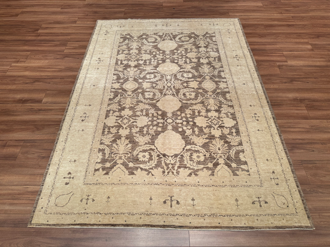 Uşak Original Hand Woven Cream Brown Vegetable Dyed Wool Carpet 180x251 4.52 Square Meters - 6x8 ft