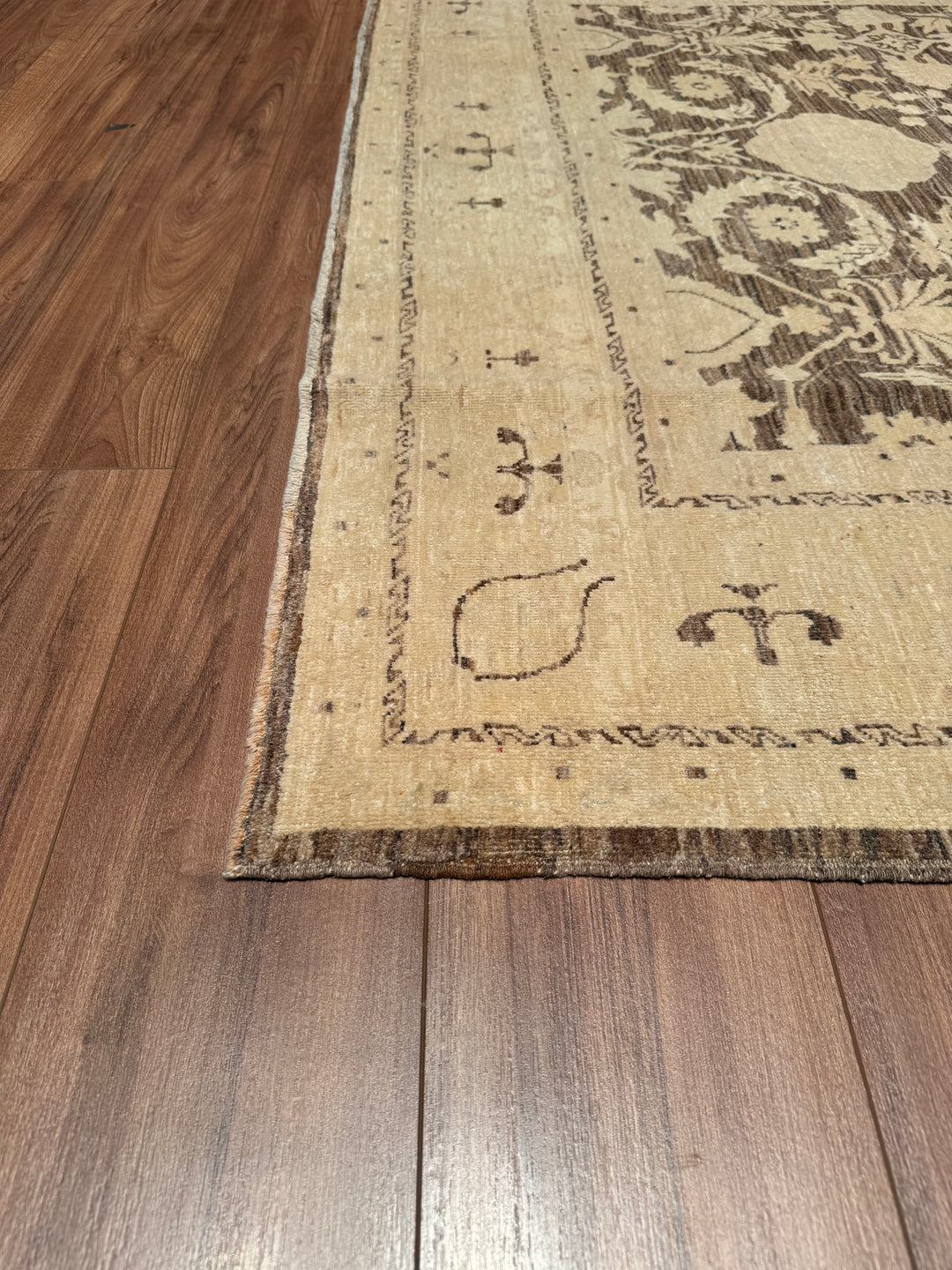 Uşak Original Hand Woven Cream Brown Vegetable Dyed Wool Carpet 180x251 4.52 Square Meters - 6x8 ft