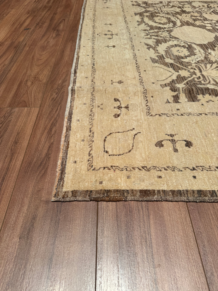 Uşak Original Hand Woven Cream Brown Vegetable Dyed Wool Carpet 180x251 4.52 Square Meters - 6x8 ft