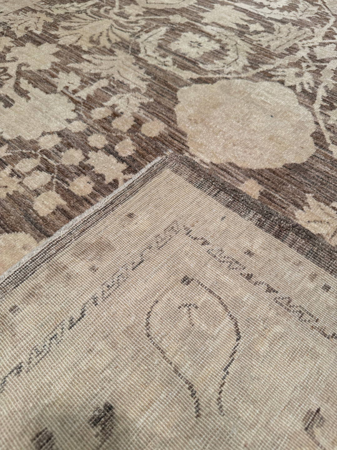 Uşak Original Hand Woven Cream Brown Vegetable Dyed Wool Carpet 180x251 4.52 Square Meters - 6x8 ft