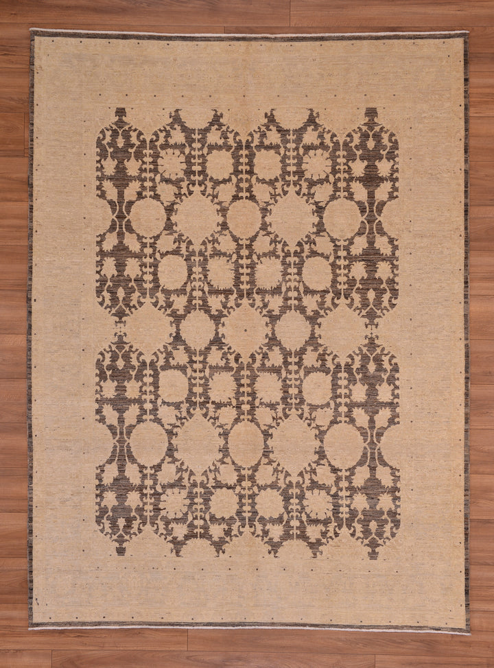 Uşak Original Hand Woven Cream Brown Vegetable Dyed Wool Carpet 190x254 4.83 Square Meters - 6x8 ft