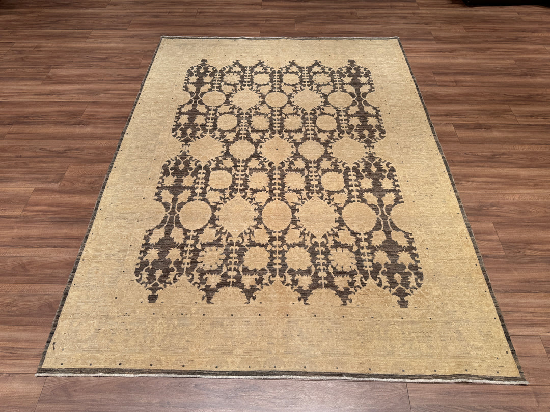 Uşak Original Hand Woven Cream Brown Vegetable Dyed Wool Carpet 190x254 4.83 Square Meters - 6x8 ft