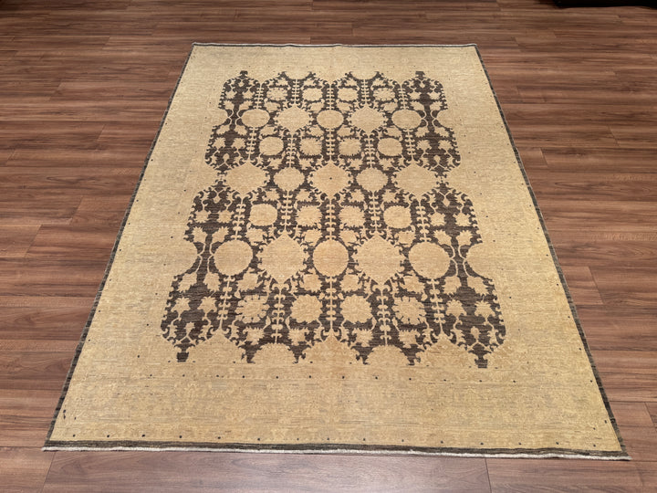 Uşak Original Hand Woven Cream Brown Vegetable Dyed Wool Carpet 190x254 4.83 Square Meters - 6x8 ft