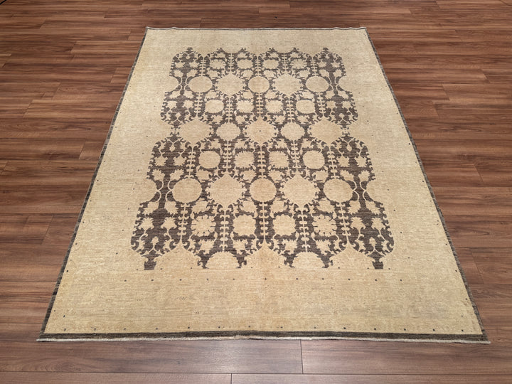 Uşak Original Hand Woven Cream Brown Vegetable Dyed Wool Carpet 190x254 4.83 Square Meters - 6x8 ft