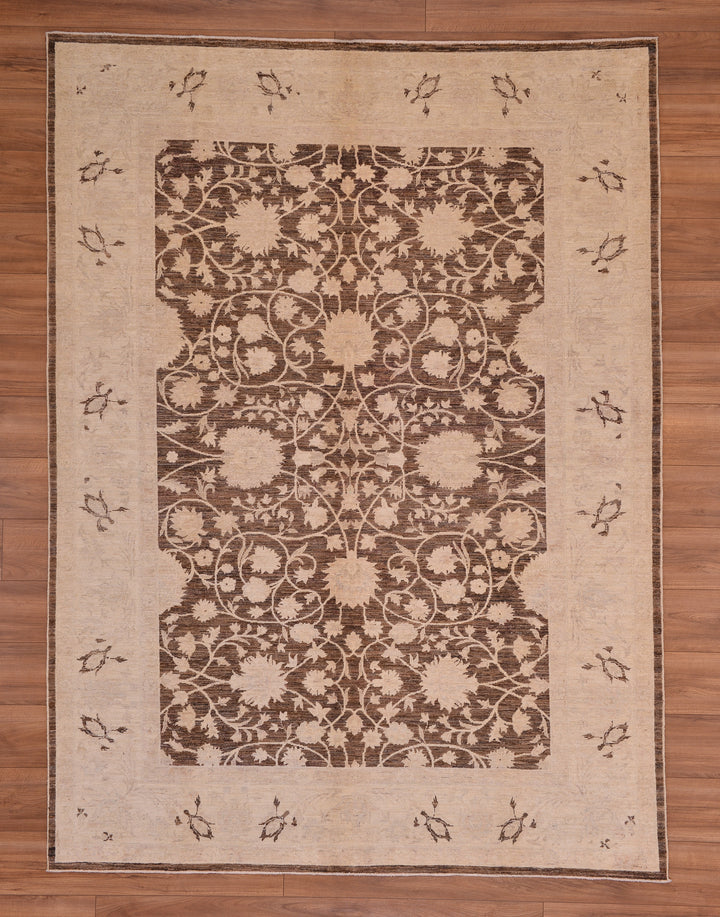 Uşak Original Hand Woven Cream Brown Vegetable Dyed Wool Carpet 191x259 4.95 Square Meters - 6x8 ft