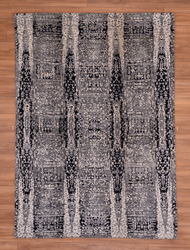 New Diamond Original Hand Woven Gray Wool Bamboo Carpet 172x239 4.11 Square Meters - 5x8 ft