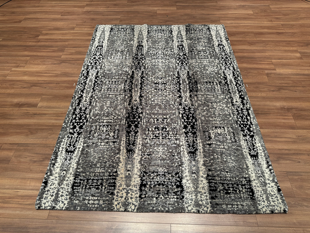 New Diamond Original Hand Woven Gray Wool Bamboo Carpet 172x239 4.11 Square Meters - 5x8 ft