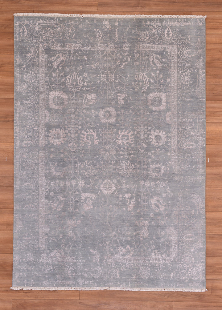 New Diamond Original Hand Woven Gray Wool Bamboo Carpet 166x235 3.90 Square Meters - 5x8 ft