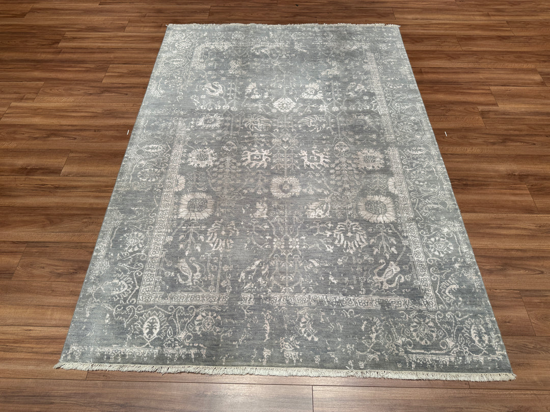 New Diamond Original Hand Woven Gray Wool Bamboo Carpet 166x235 3.90 Square Meters - 5x8 ft