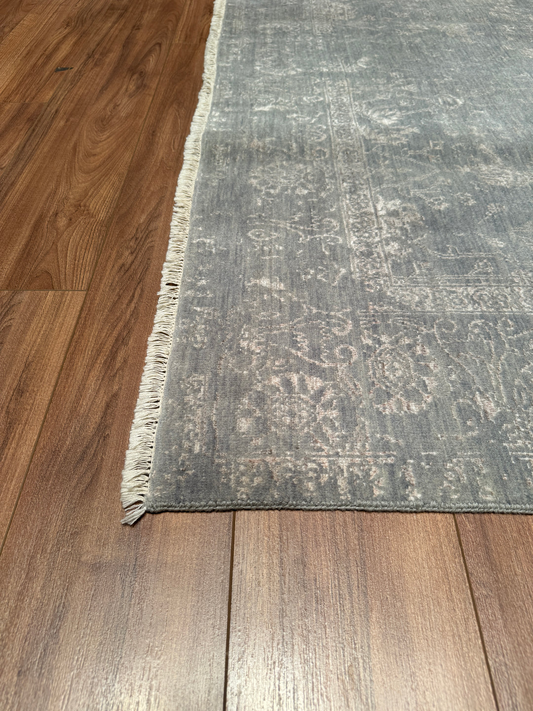 New Diamond Original Hand Woven Gray Wool Bamboo Carpet 166x235 3.90 Square Meters - 5x8 ft