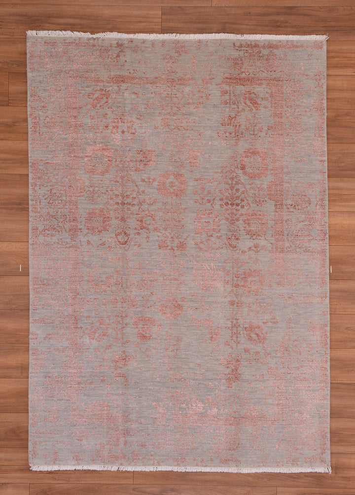 New Diamond Original Hand Woven Gray Tile Wool Bamboo Carpet 169x240 4.06 Square Meters - 5x8 ft