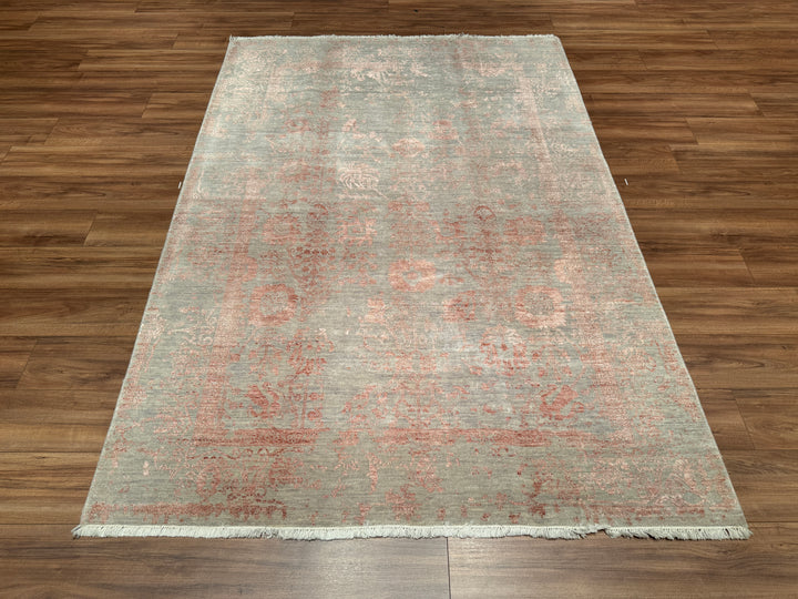 New Diamond Original Hand Woven Gray Tile Wool Bamboo Carpet 169x240 4.06 Square Meters - 5x8 ft