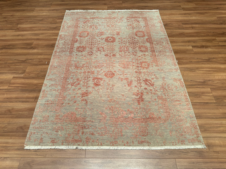 New Diamond Original Hand Woven Gray Tile Wool Bamboo Carpet 169x240 4.06 Square Meters - 5x8 ft