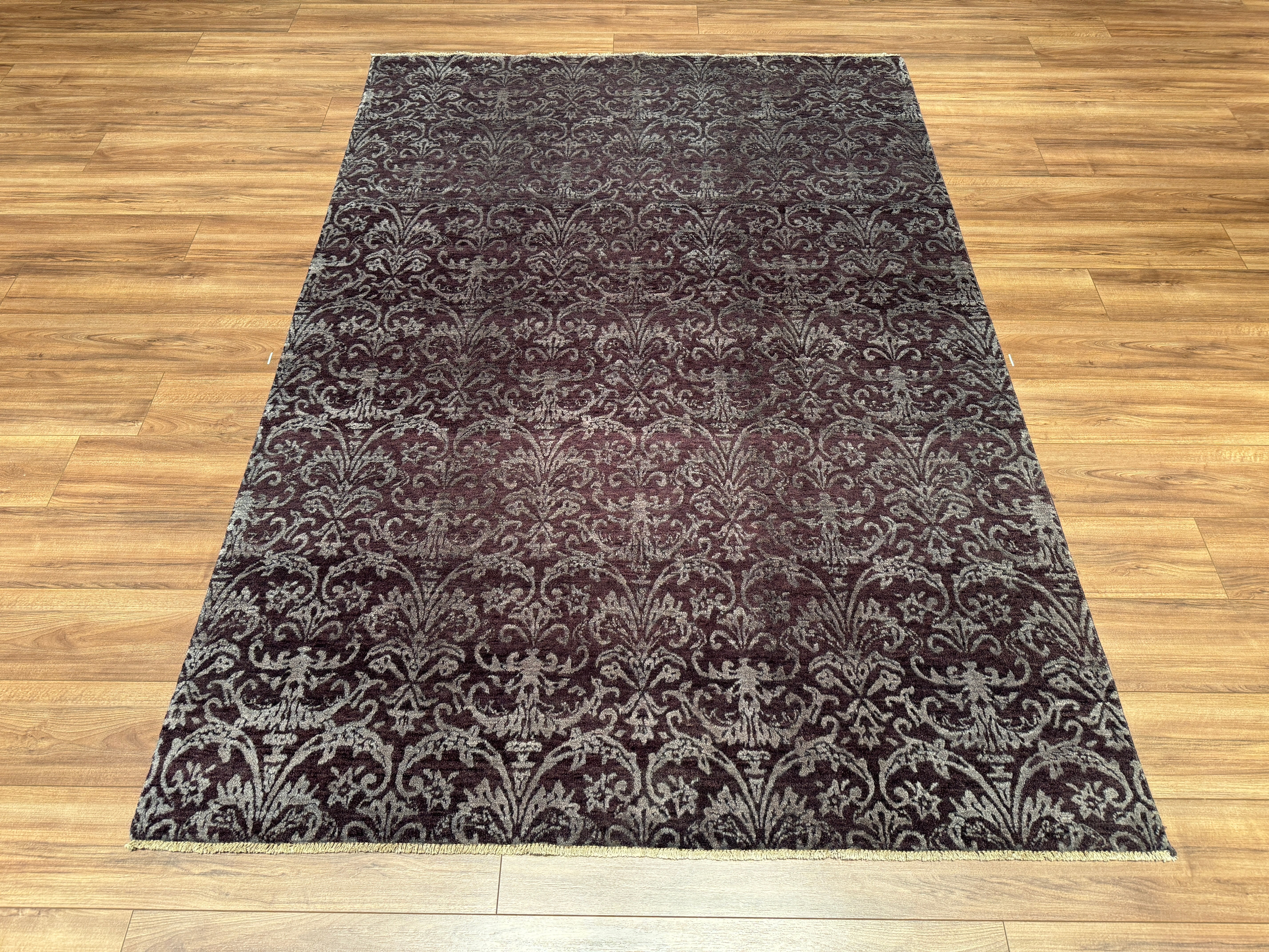 Fendi Original Hand Woven Black Wool Bamboo Carpet 174x244 4.25