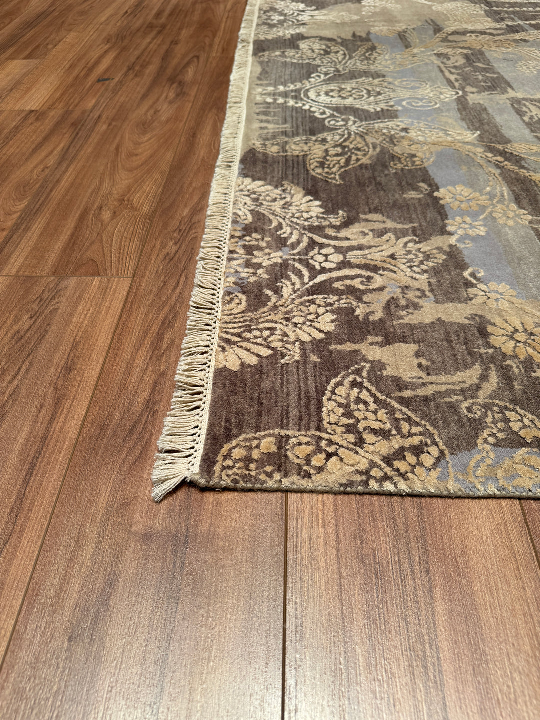 Crystal Original Hand Woven Brown Wool Bamboo Carpet 169x247 4.17 Square Meters - 5x8 ft