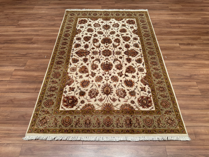 Hint Uşağı Orjinal El Dokuması Bej Yün Bambu Halı 165x245 4.04 Metrekare - 5x8 ft