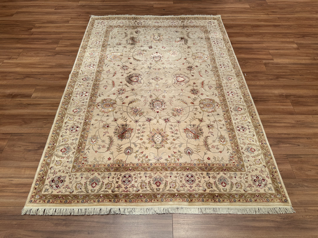 Hint Uşağı Orjinal El Dokuması Bej Yün Bambu Halı 174x248 4.31 Metrekare - 5x8 ft