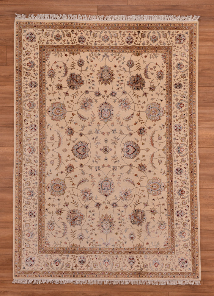 Hint Uşağı Orjinal El Dokuması Bej Yün Bambu Halı 175x244 4.27 Metrekare - 5x8 ft