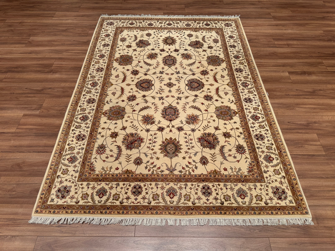 Hint Uşağı Orjinal El Dokuması Bej Yün Bambu Halı 175x244 4.27 Metrekare - 5x8 ft