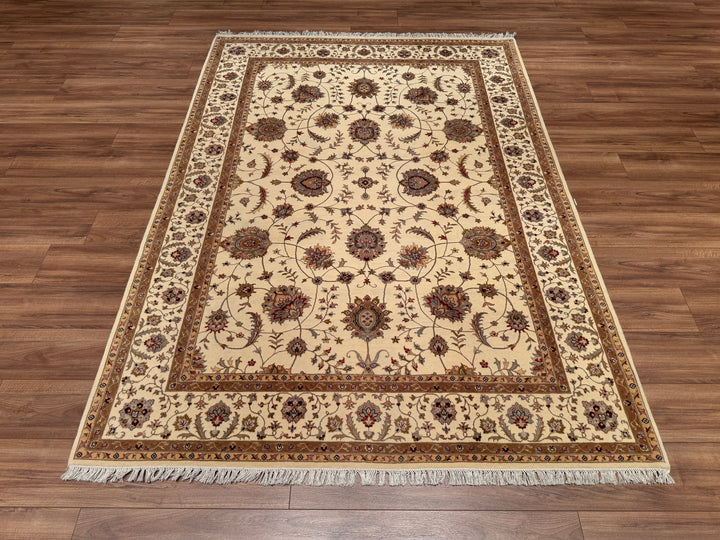 Hint Uşağı Orjinal El Dokuması Bej Yün Bambu Halı 175x244 4.27 Metrekare - 5x8 ft