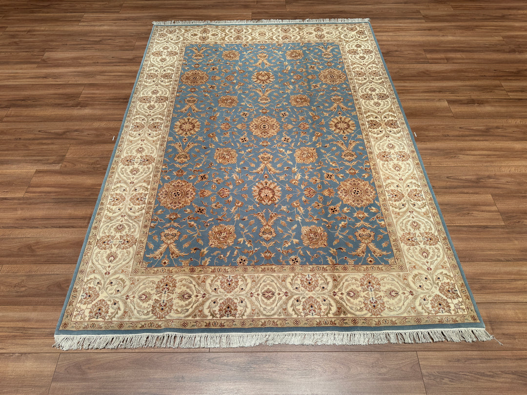 Indian Owl Original Hand Woven Gray Wool Bamboo Carpet 172x241 4.15 Square Meters - 5x8 ft