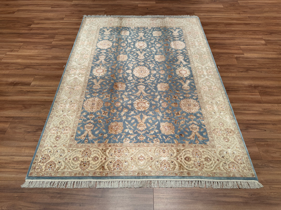 Indian Owl Original Hand Woven Gray Wool Bamboo Carpet 172x241 4.15 Square Meters - 5x8 ft