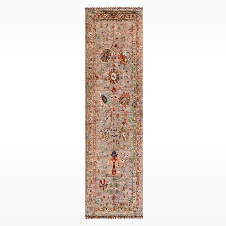 Sultani One Thousand and One Nights Runner Rug, Original Handwoven, Beige, Natural Dye Wool Carpet, 0.75x209 cm (1.57 square meters) - 3x7 ft 