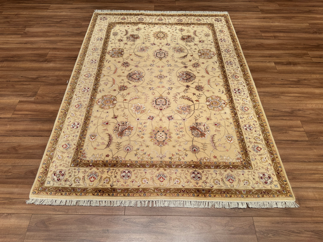 Hint Uşağı Orjinal El Dokuması Krem Yün Bambu Halı 174x237 4.12 Metrekare - 5x8 ft